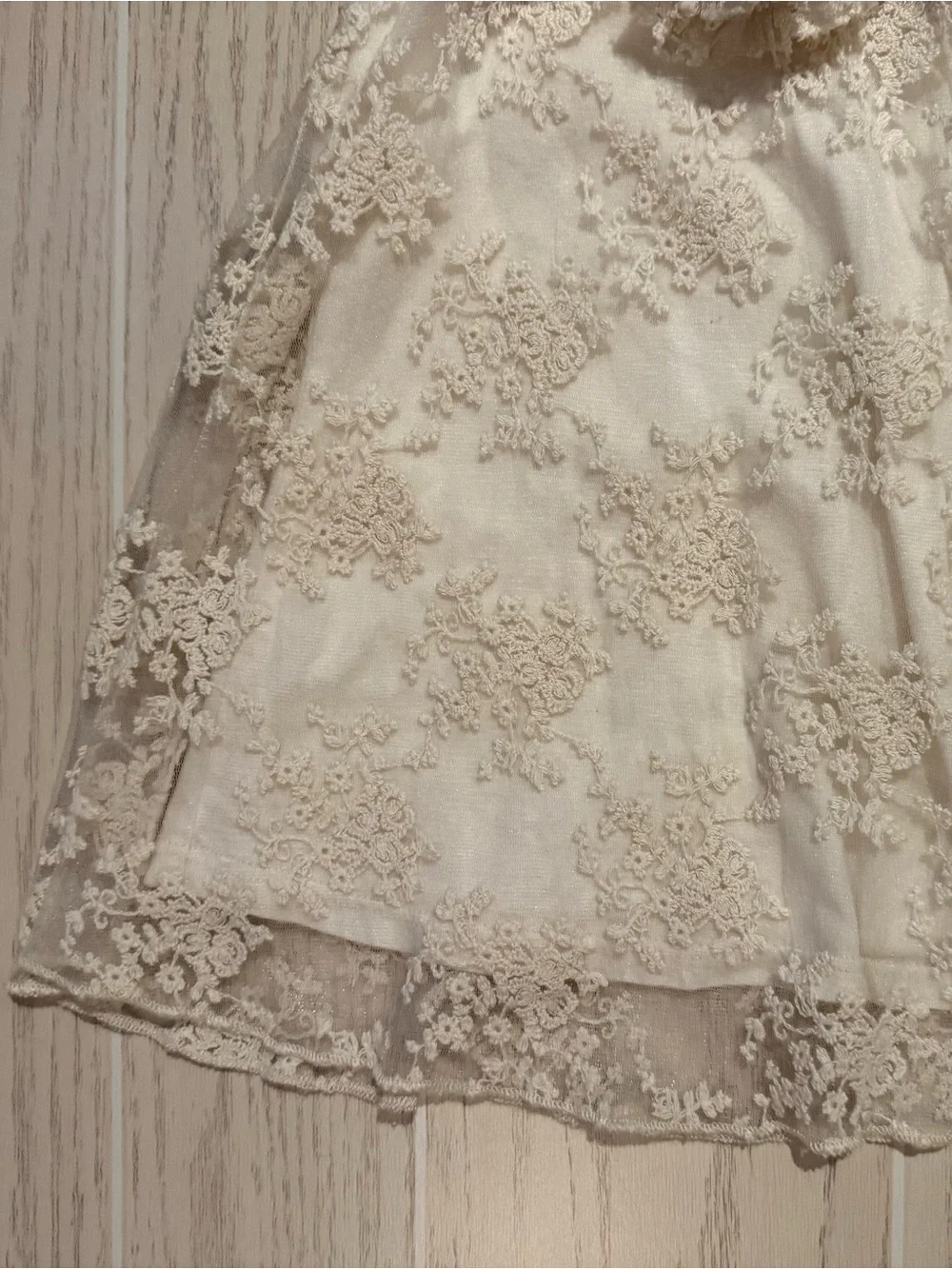 ZARA Baby Girl Lace Dress‎ 12-18M Ivory Embroidered Peter Pan Collar Party
